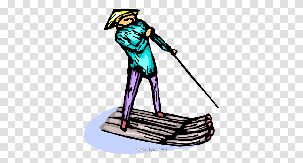 Asian Man On A River Raft With A Pole Royalty Free Vector Clip Art, Person, Sport, People, Performer Transparent Png