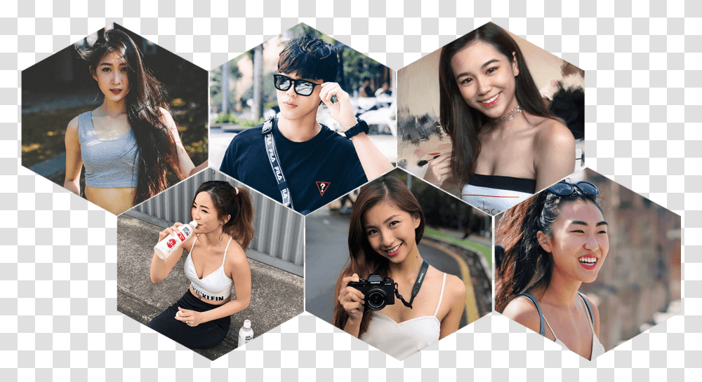 Asian Model Social Influencer Malaysia, Person, Sunglasses, Collage, Poster Transparent Png