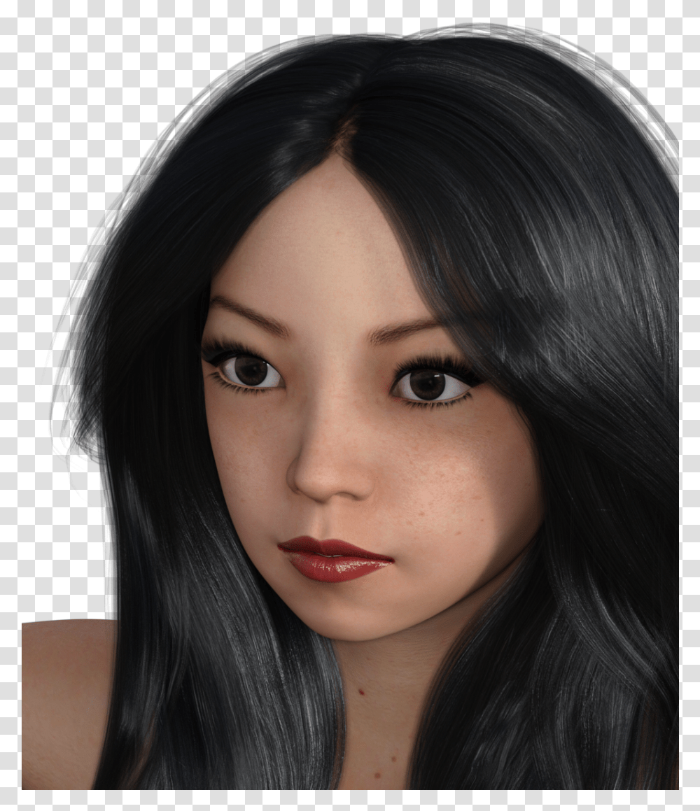 Asian People Girl, Black Hair, Person, Human, Lipstick Transparent Png