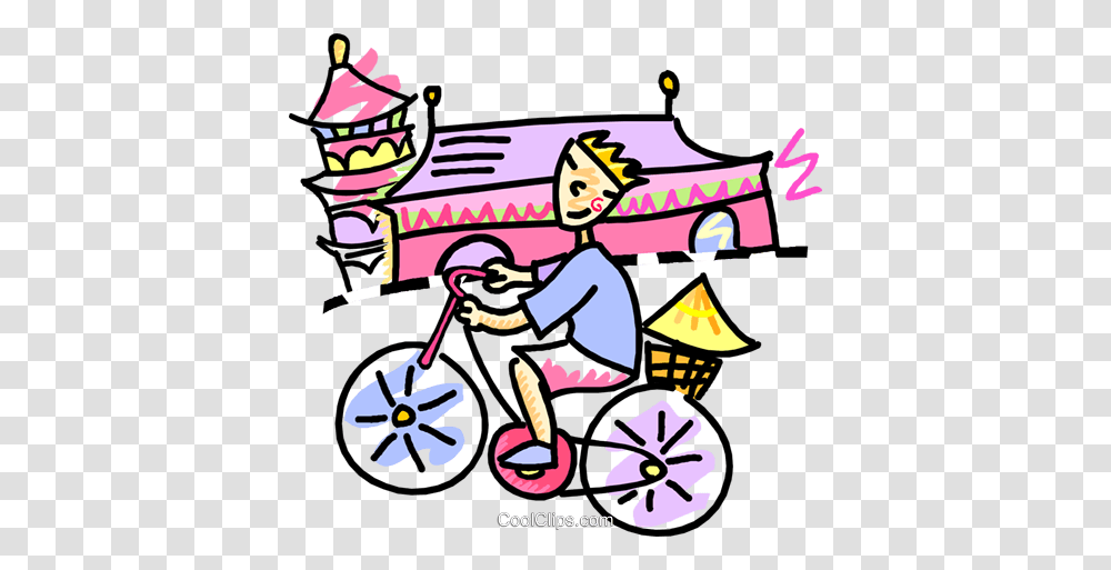 Asian Person Riding A Bicycle Royalty Free Vector Clip Art, Vehicle, Transportation, Bike, Wheel Transparent Png