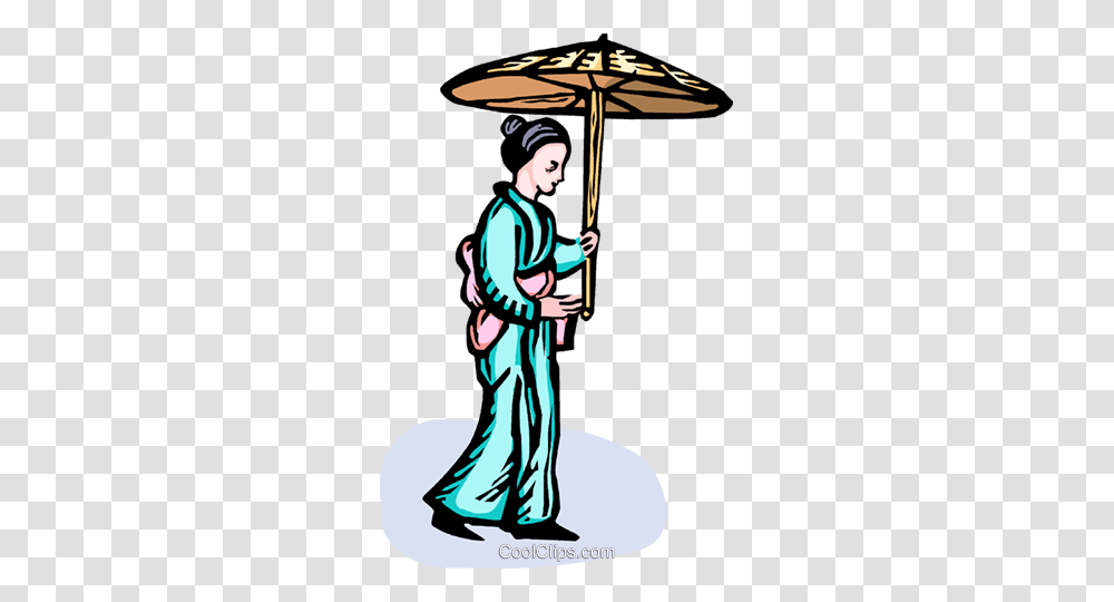 Asian Woman In A Kimono With An Umbrella Royalty Free Vector Clip, Person, Costume, Female Transparent Png