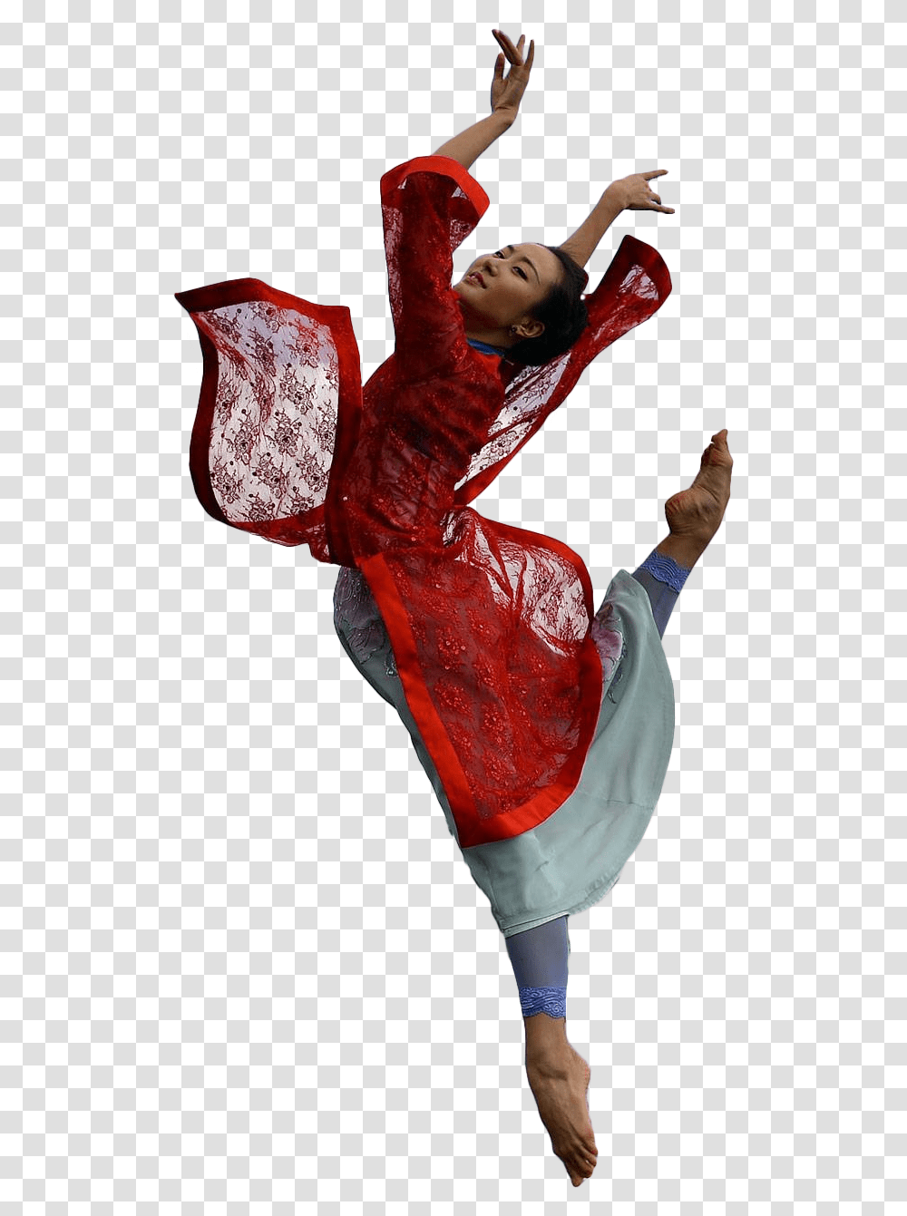 Asian Woman With Red Dress Download Figure Skating Jumps, Dance Pose, Leisure Activities, Person, Human Transparent Png