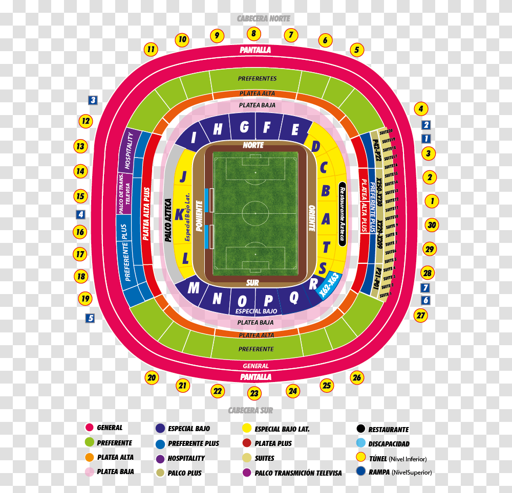 Asiento Club Estadio Azteca, Field, Building, Stadium, Arena Transparent Png