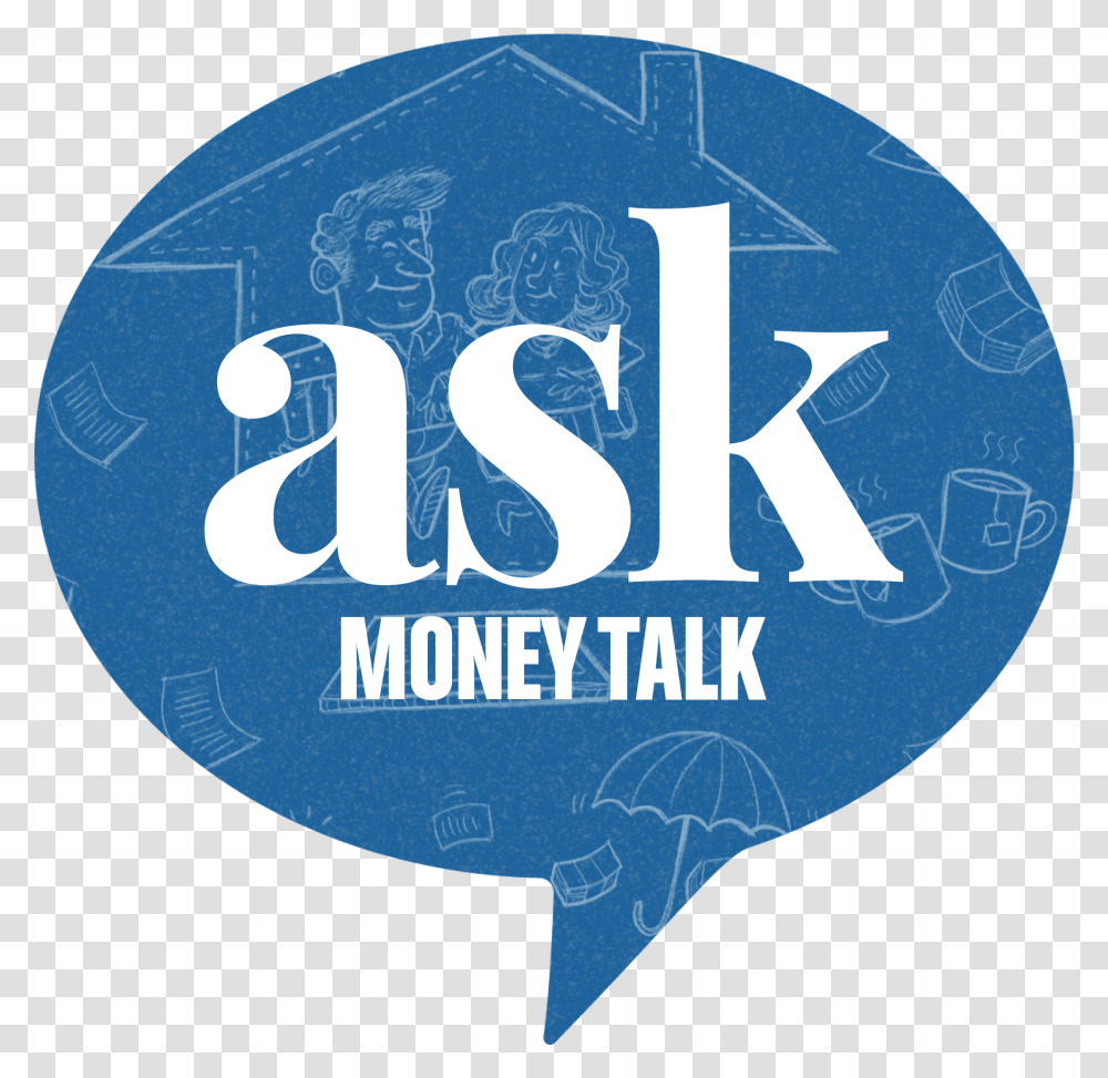 Askmoneytalk Logo With Happy Older Couple Walking Trhough Calligraphy, Label, Word Transparent Png
