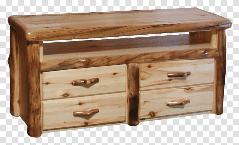 Aspen Log 4 Drawer Tv Stand Log Tv Stand, Furniture, Dresser, Cabinet, Box Transparent Png