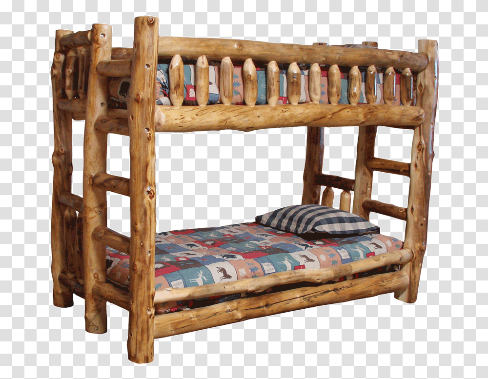 Aspen Log Bunk Bed Log Bunk Beds Twin Over Twin, Furniture, Crib, Wood Transparent Png