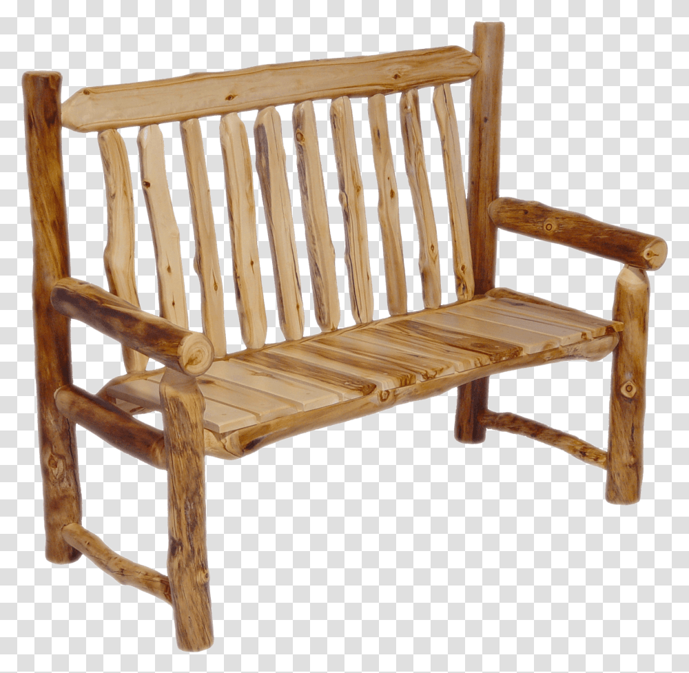 Aspen Log Captain's Chair Bench Outdoor Bench, Furniture, Crib, Wood, Armchair Transparent Png