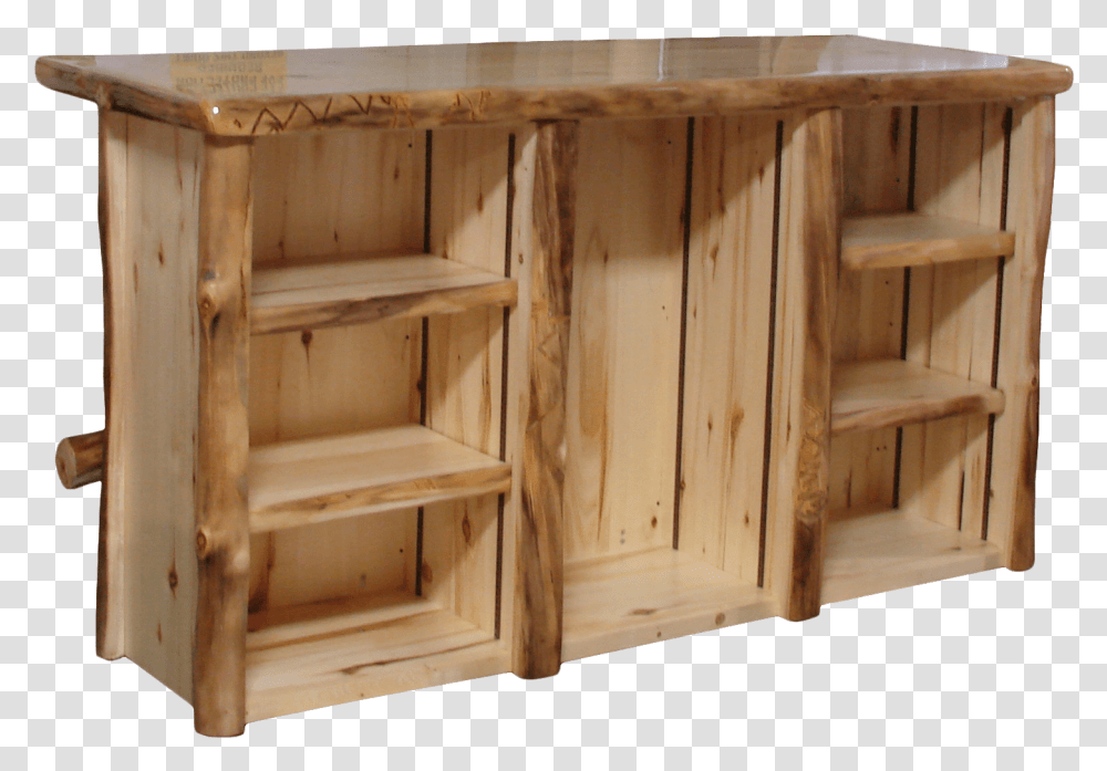 Aspen Log Open Bar Sideboard, Furniture, Cupboard, Closet, Cabinet Transparent Png