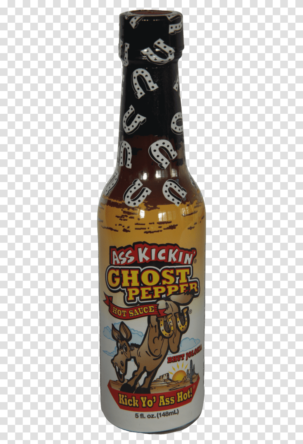 Ass Kickin Ghost Pepper Hot Sauce 148ml Beer Bottle, Alcohol, Beverage, Drink, Skateboard Transparent Png