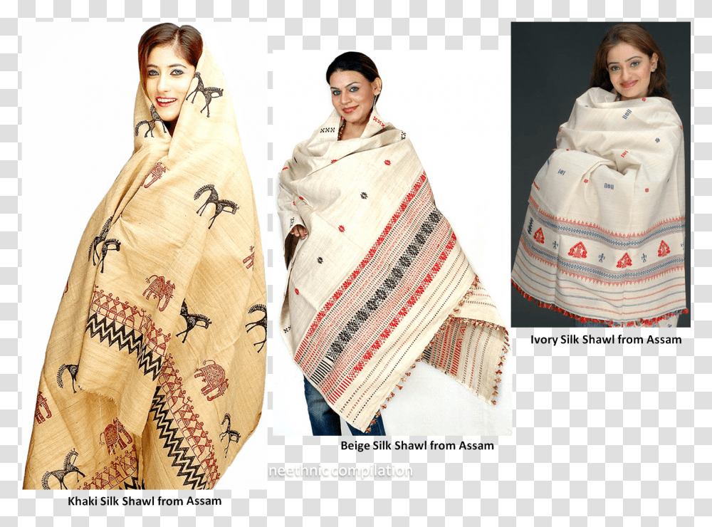 Assamese Ethnic Wear, Apparel, Scarf, Person Transparent Png
