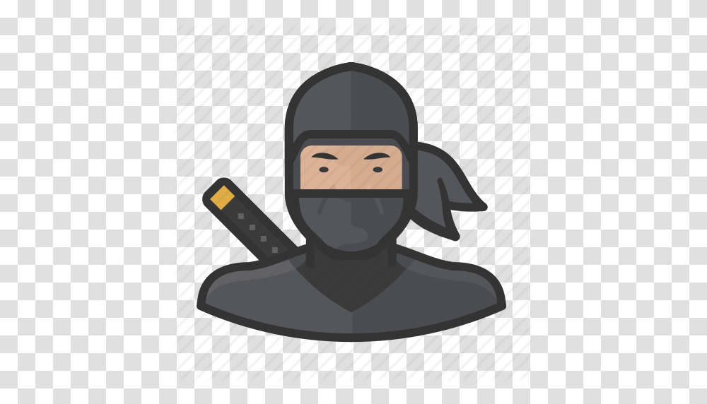 Assassin Japanese Man Ninja Sword Icon, Apparel, Hood, Silhouette Transparent Png