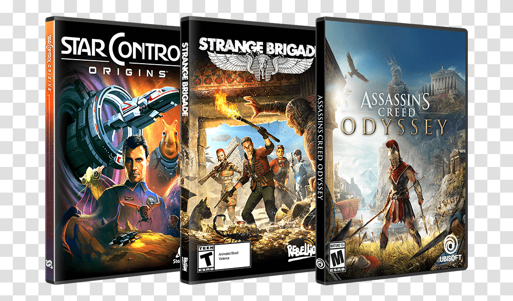 Assassins Creed Odyssey Strange Brigade And Star Amazon Raise The Game Bundle, Person, Poster, Advertisement, Disk Transparent Png