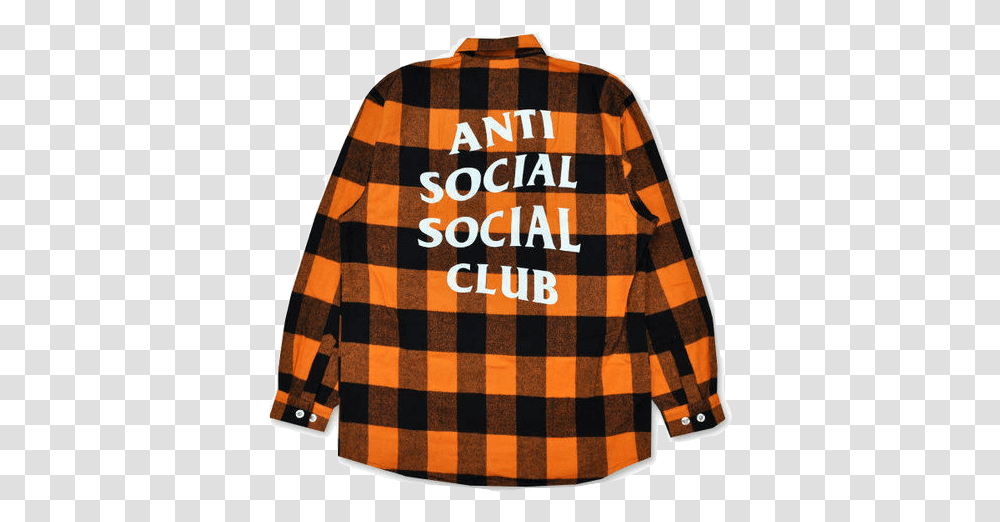 Assc Flannel Orange Used Flannel Orange Clothes Anti Social Social Club Flannel Orange, Clothing, Shirt, Sweater, Sweatshirt Transparent Png