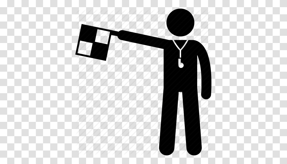 Assistant Flag Football Linesman Offside Referee Soccer Icon, Silhouette, Lock, Stencil Transparent Png
