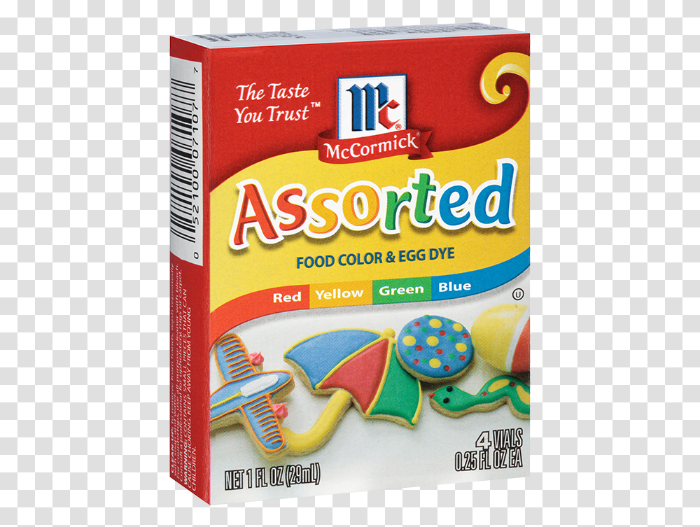 Assorted Food Colors And Egg Dye Mccormick Food Colouring, Label, Candy, Cookie Transparent Png