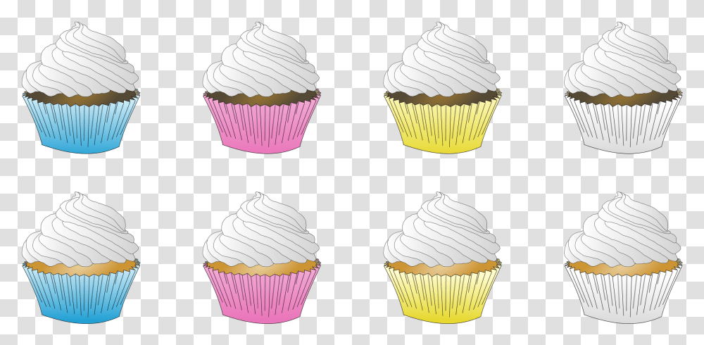 Assorted White Frosted Cupcakes Clip Arts Cupcake Icing Clipart, Cream, Dessert, Food, Creme Transparent Png