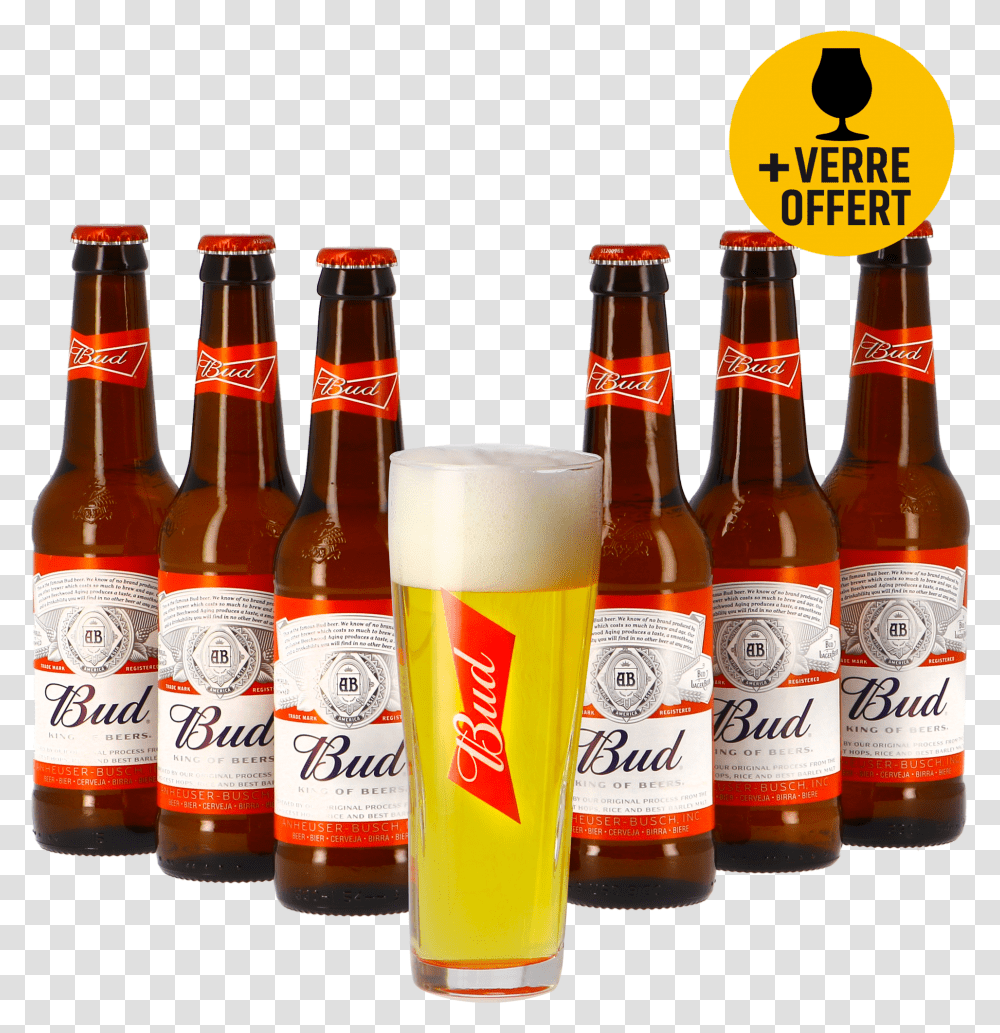 Assortiment Bud 6 Bires Et 1 Verre Offert Glass Bottle Transparent Png