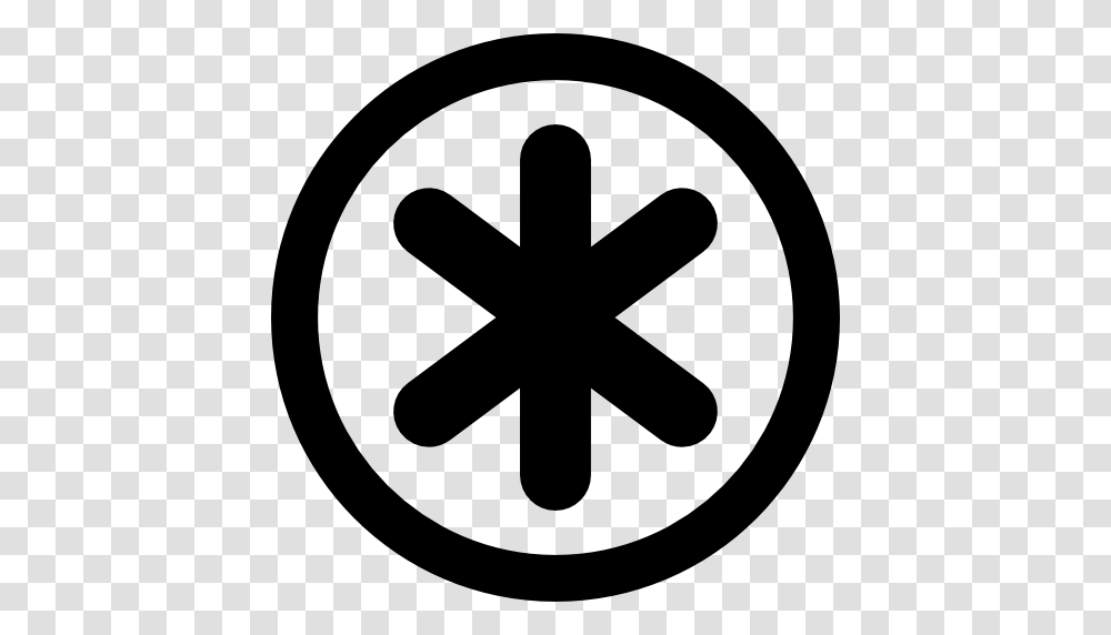 Asterisk Star Symbol In Circular Button, Stencil, Logo, Trademark, Sign Transparent Png