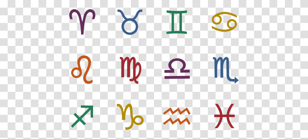Astrological Signs Color Set, Number, Alphabet Transparent Png