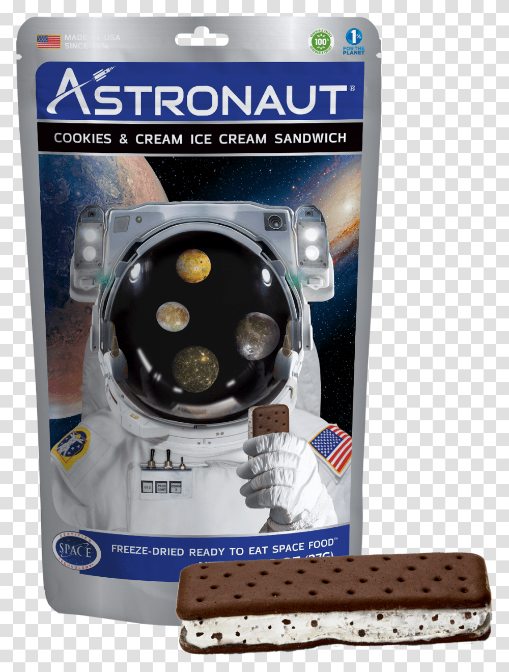 Astronaut Cookies And Cream Ice Cream Sandwich Cookies And Cream Astronaut Ice Cream, Helmet, Apparel, Wristwatch Transparent Png