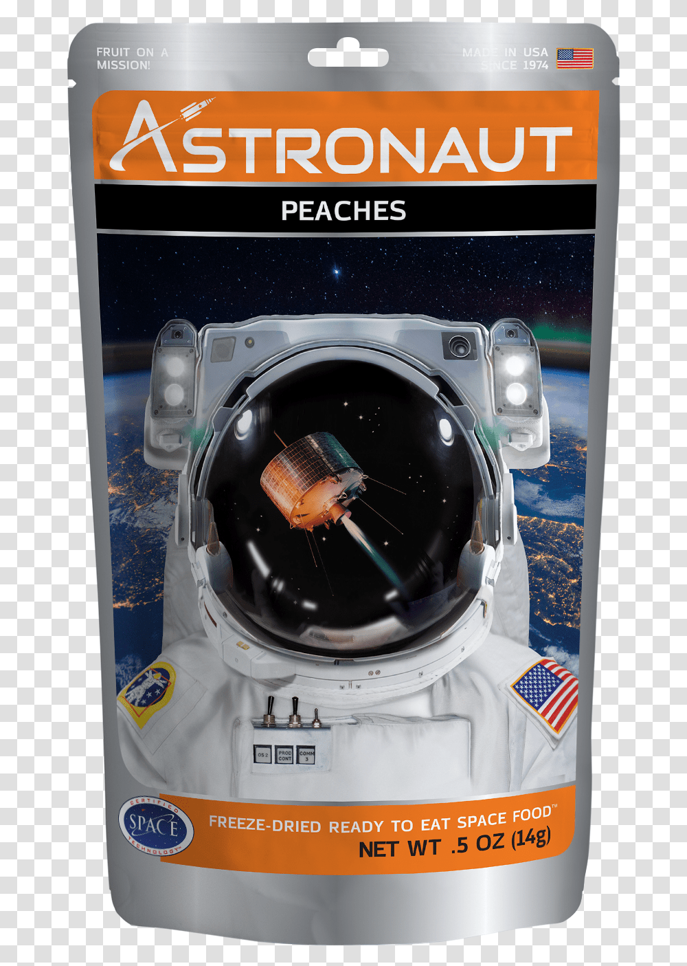 Astronaut Freeze Dried Fruit Peaches Front, Helmet, Apparel Transparent Png
