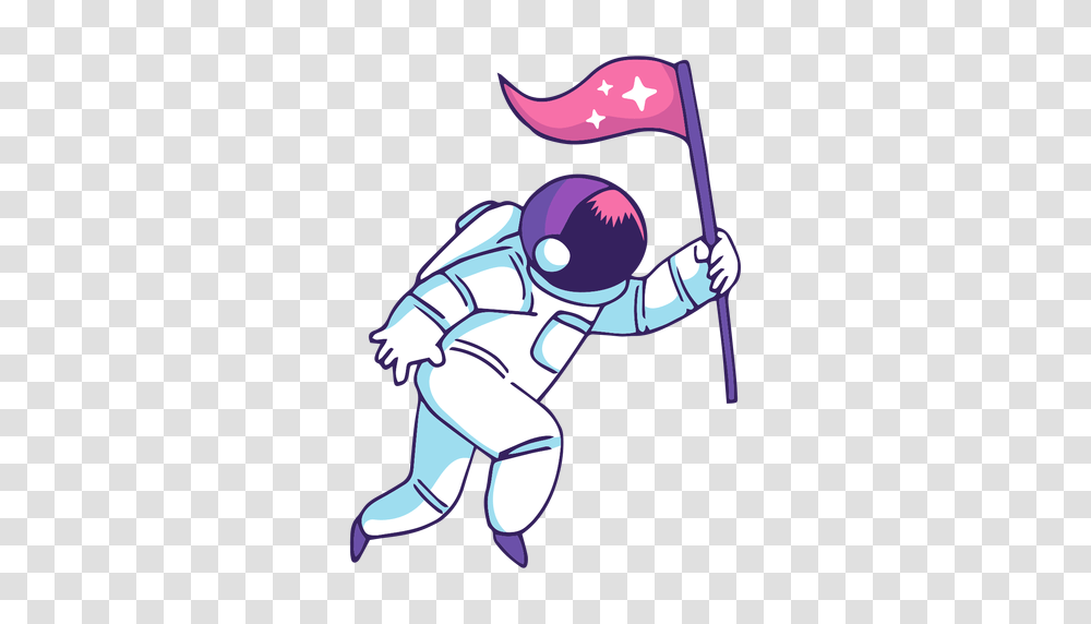 Astronaut Holding Flag Cartoon Transparent Png