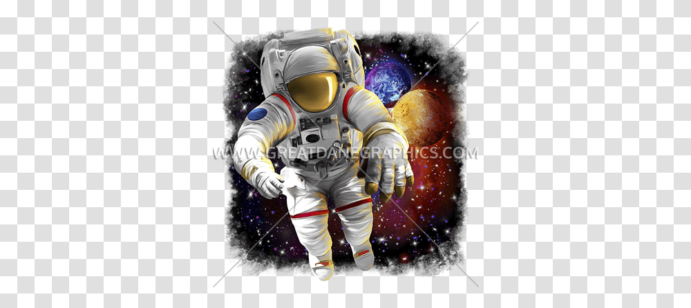 Astronaut In Space Production Ready Artwork For T Shirt Outer Space, Person, Human, Helmet, Clothing Transparent Png