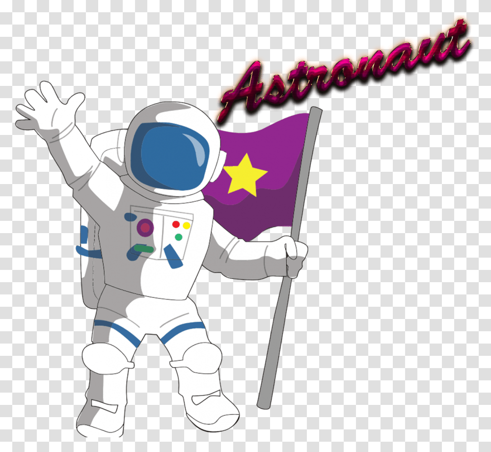 Astronaut With Flag Drawing Clipart Cartoon Space Astronaut Drawing, Person, Human, Toy Transparent Png