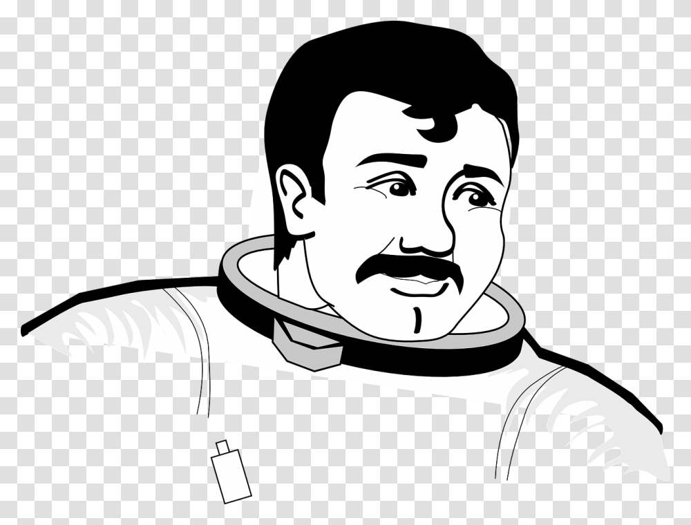 Astronaut Without Helmet Coloring Pages, Person, Human, Face, Stencil Transparent Png