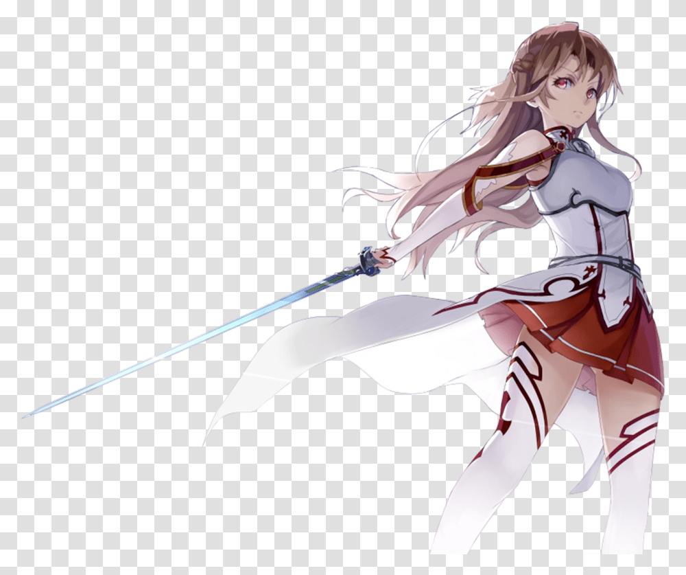 Asuna Yuuki Render Wallpaper And Anime Girl Holding Sword Hd, Duel, Person, Human, Bow Transparent Png