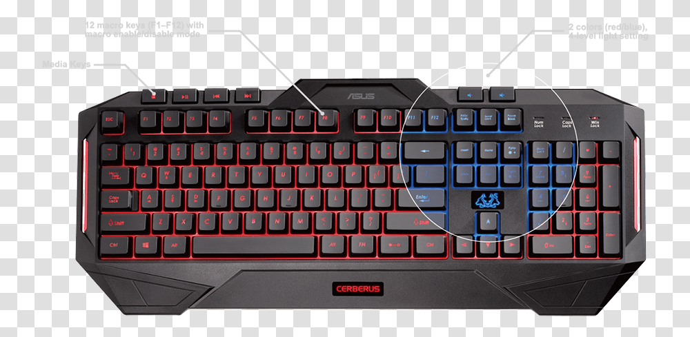 Asus Cerberus Keyboard Mkii, Computer Keyboard, Computer Hardware, Electronics Transparent Png