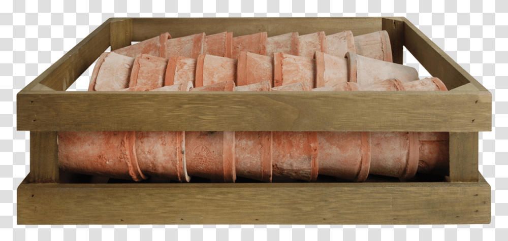 At 24 Pots In Wooden Crate Couch, Brick, Box, Bread, Food Transparent Png