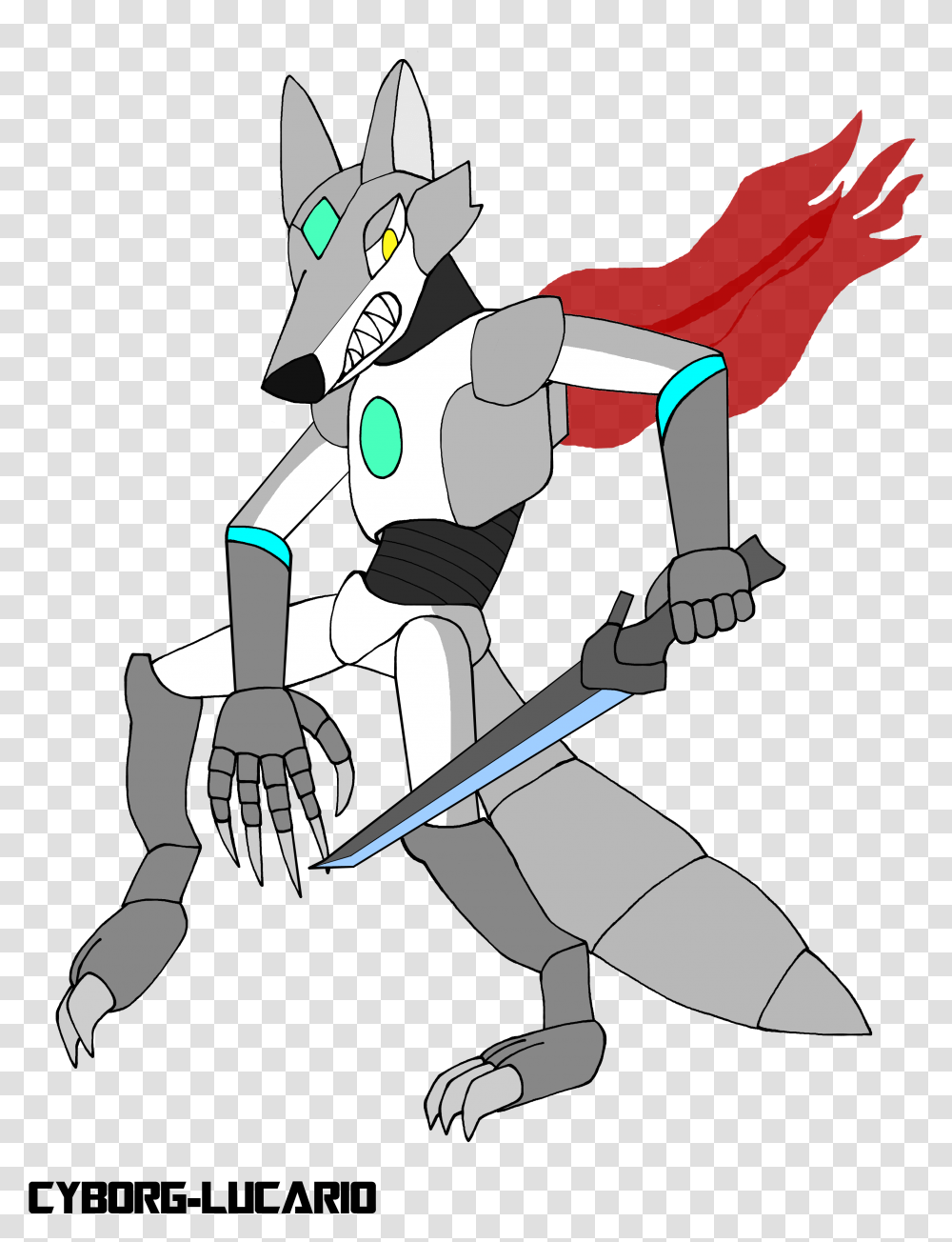 At Robo Werewolf Tabaxi Cyborgs, Drawing, Doodle Transparent Png