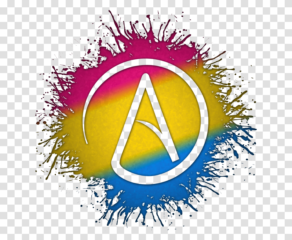 Atheist Symbol Silhouetted Out Of Lgbtq Rainbow Paint Rainbow Atheist Symbol, Clock Tower, Architecture, Building Transparent Png