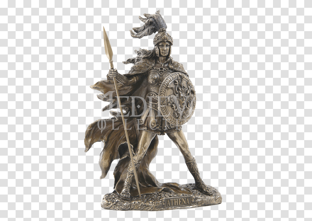 Athena Goddess Of Wisdom And War Statue, Person, Human, Bronze, Armor Transparent Png