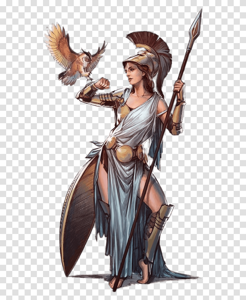 Athena Illustration Goddess Athena Greek Mythology, Person, Bow, Bird, Animal Transparent Png