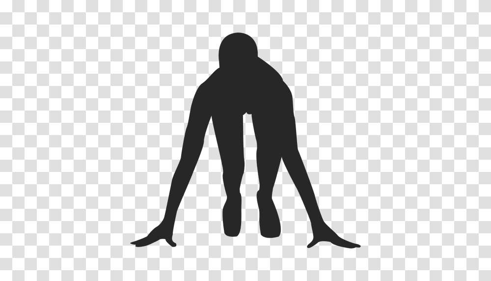 Athlete On Running Mark, Silhouette, Person, Human, Hand Transparent Png