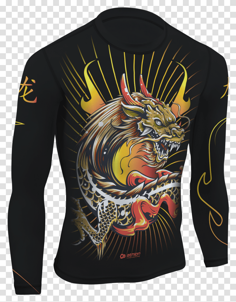 Athlon Chinese Dragon Long Sleeved Rash Guard, Skin, Clothing, Apparel, T-Shirt Transparent Png