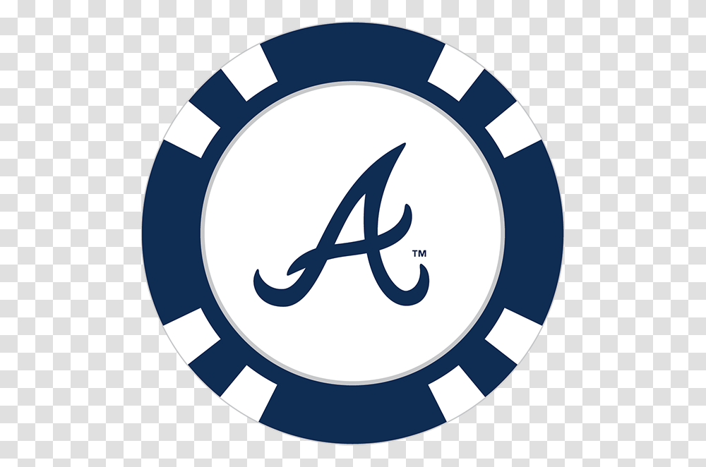 Atlanta Braves Poker Chip Ball Marker, Logo, Trademark, Tape Transparent Png