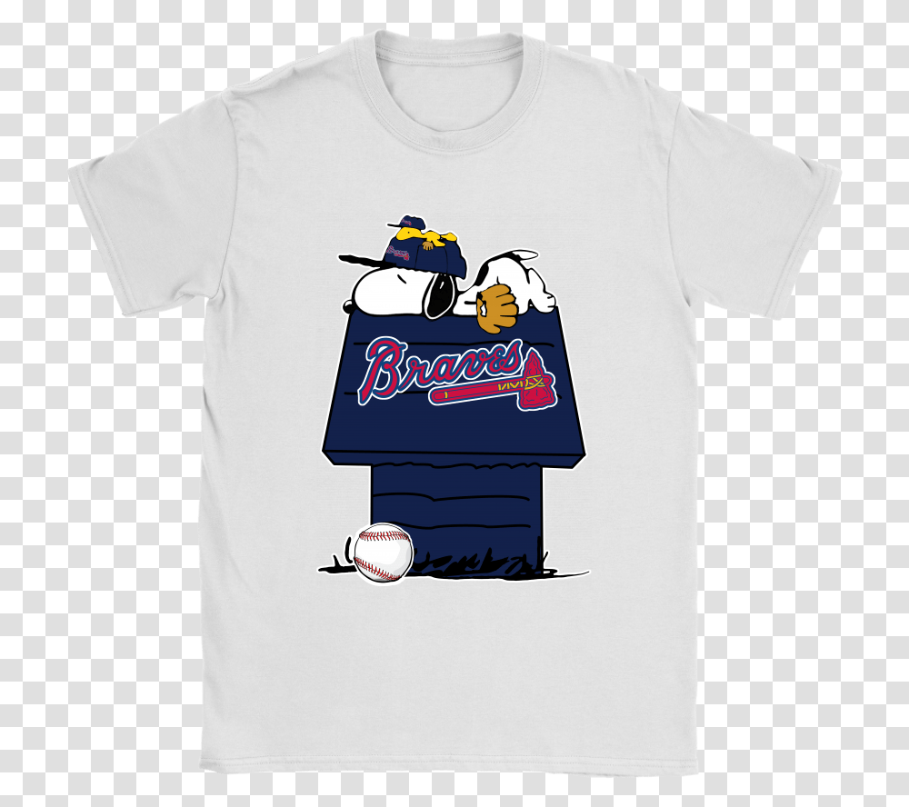 Atlanta Braves Snoopy And Woodstock Resting Together Cartoon, Apparel, T-Shirt Transparent Png