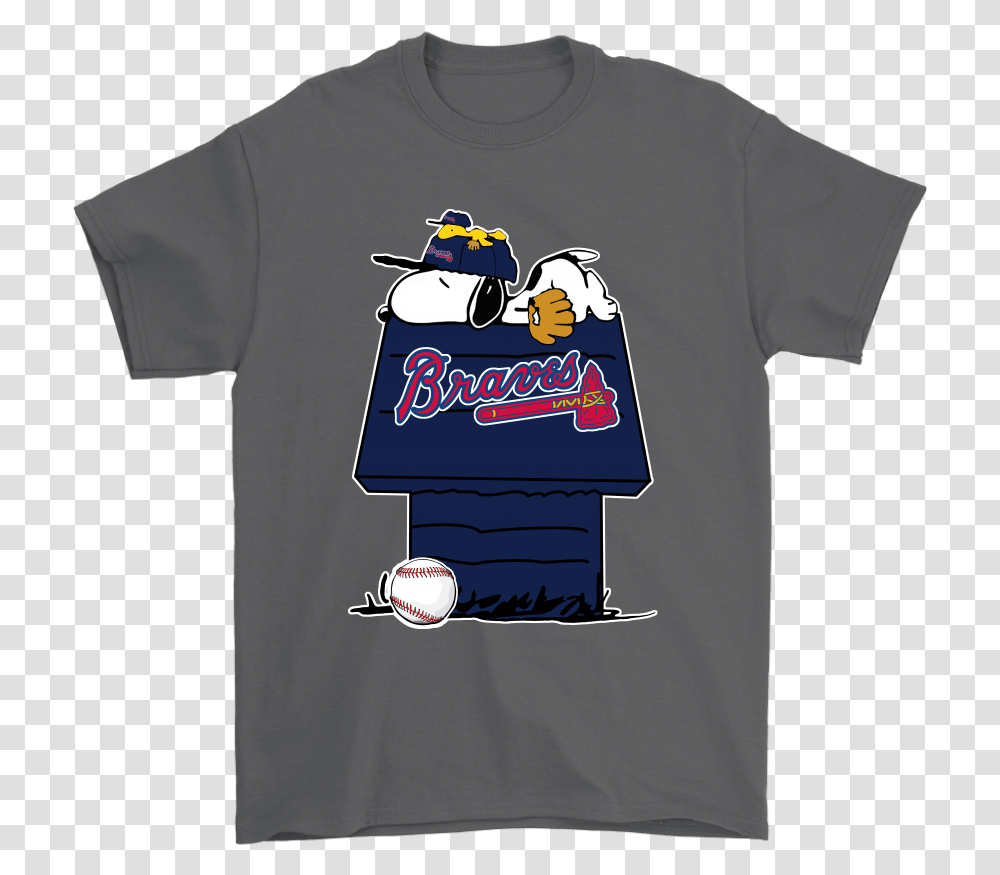Atlanta Braves Snoopy And Woodstock Resting Together Childrens T Shirt, Apparel, T-Shirt, Sleeve Transparent Png