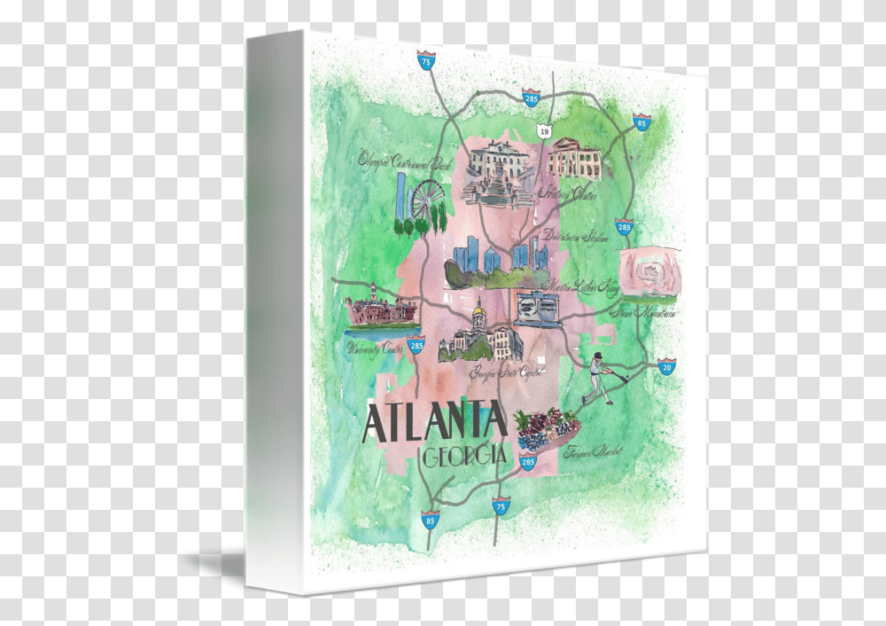 Atlanta Fine Art Print Retro Vintage Horizontal, Map, Diagram, Plot, Atlas Transparent Png