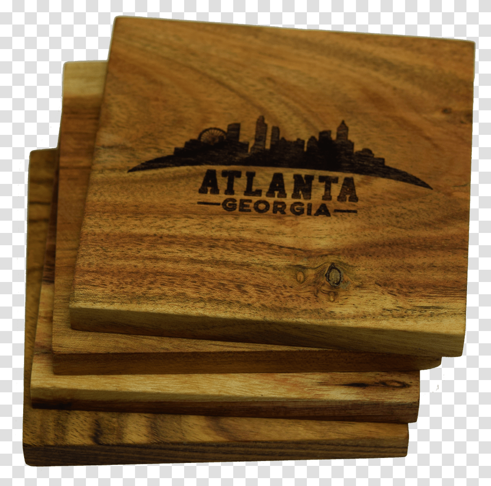 Atlanta Georgia Arched Skyline Coaster Set Plywood Transparent Png