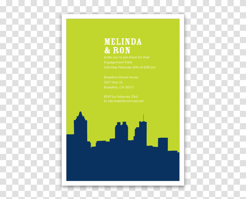Atlanta Skyline Silhouette Party Invitations Ian Lola Design, Poster, Advertisement, Flyer, Paper Transparent Png