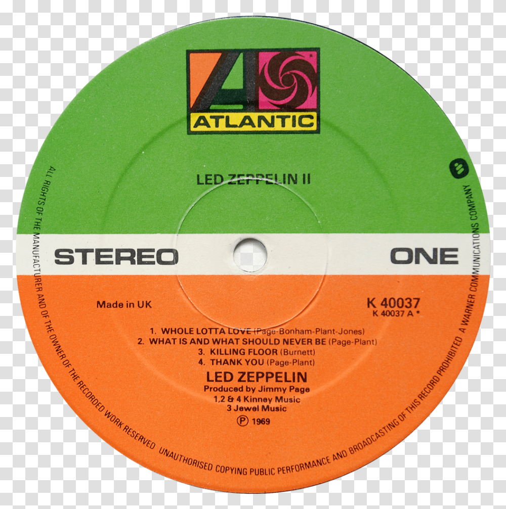 Atlantic Led Zeppelin 2 Label, Disk, Text, Dvd Transparent Png