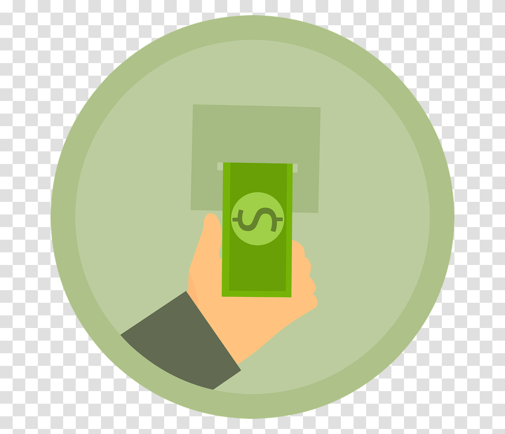 Atm Using Bank Withdraw Icon, Green, Symbol, Number, Text Transparent Png