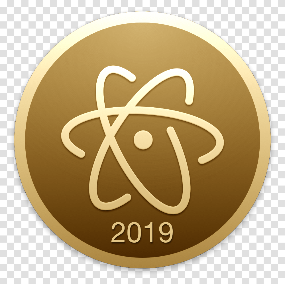 Atom Challenge Atom Text Editor Icon, Logo, Trademark, Gold Transparent Png