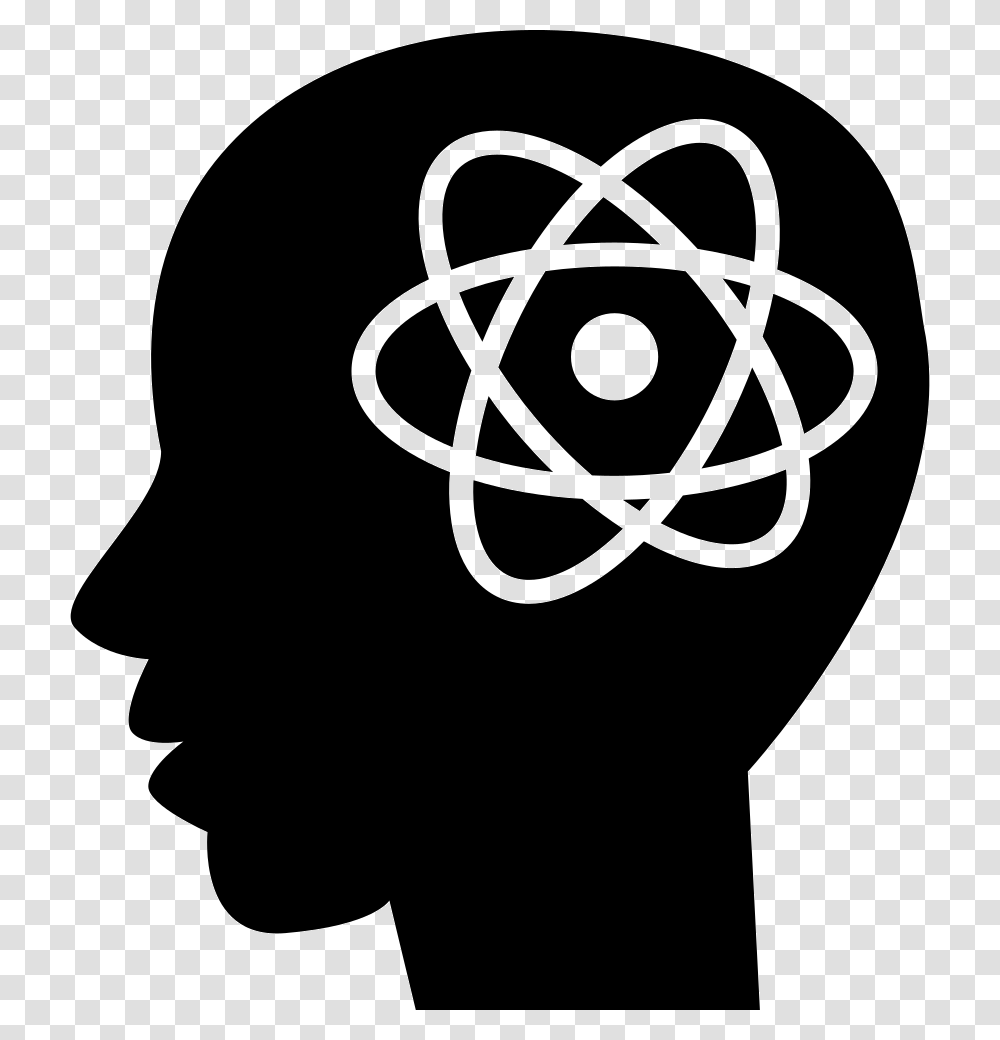 Atom Symbol In Man Head Flutter And React Native, Silhouette, Stencil, Light, Pillow Transparent Png
