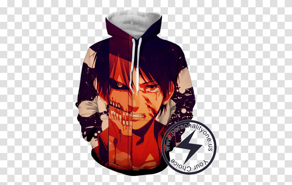 Attack Eren Yeager 3d Attack On Titan Hoodies Attack On Titan Levi Wallpaper Youtube, Clothing, Sweatshirt, Sweater, Person Transparent Png