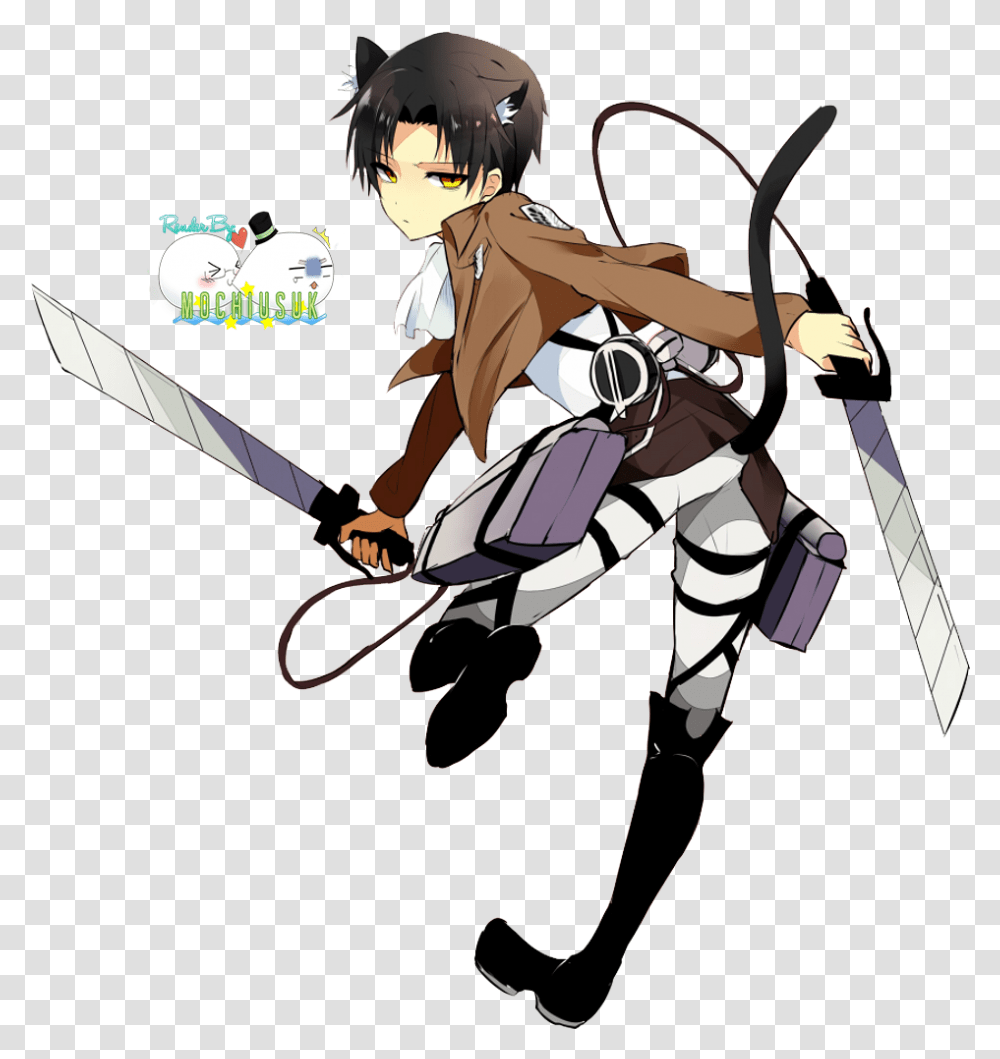 Attack On Titan Cat, Person, Human, Bow, Duel Transparent Png